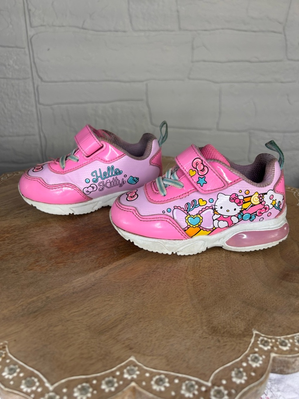 Hello Kitty Pink Mint Kids Light-Up Sneakers